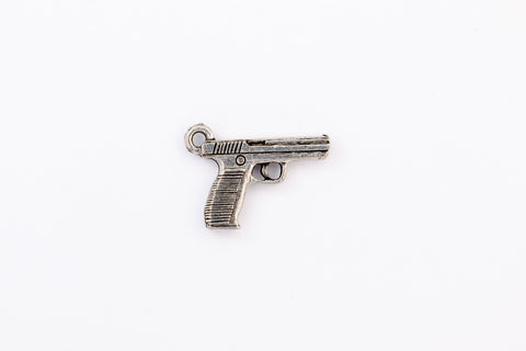 20mm Antique Pewter Handgun Charm #CMC703