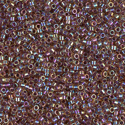 DB091- 11/0 Cranberry Lined Light Topaz AB Miyuki Delica Beads (50 Gm, 250 Gm)