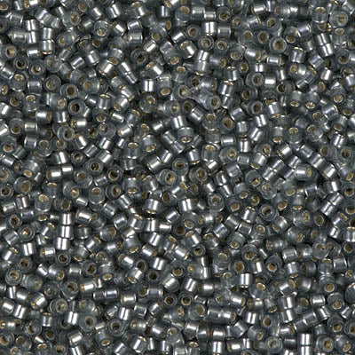 DB697- 11/0 Dyed Semi-Frosted Silver Lined Gray Delica Beads (50 Gm, 250 Gm)