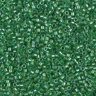 DB916- 11/0 Shimmering Green Lined Chartreuse Miyuki Delica Beads (50 Gm, 250 Gm)