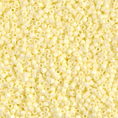 DB1521- 11/0 Matte Opaque Pale Yellow AB Miyuki Delica Beads (50 Gm, 250 Gm)