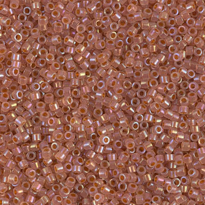 DB1733- 11/0 Dark Peach Lined Opal AB Miyuki Delica Beads (50 Gm, 250 Gm)
