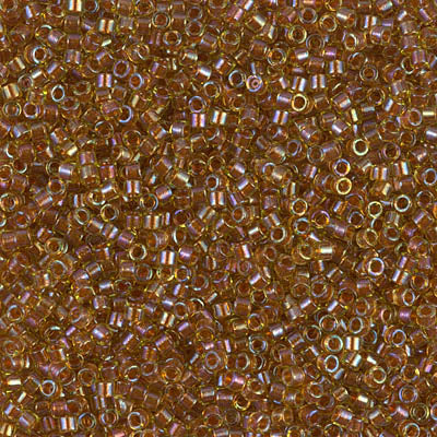 DB1735- 11/0 Shimmering Dark Topaz Lined Chartreuse AB Miyuki Delica Beads (50 Gm, 250 Gm)