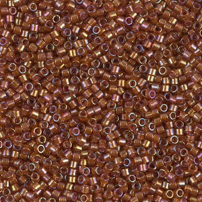 DB1736- 11/0 Shimmering Beige Lined Dark Topaz AB Miyuki Delica Beads (50 Gm, 250 Gm)
