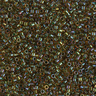 DB1741- 11/0 Olive Lined Orange AB Miyuki Delica Beads (50 Gm, 250 Gm)