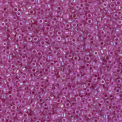 DB1744- 11/0 Fuchsia Lined Opal AB Miyuki Delica Beads (50 Gm, 250 Gm)