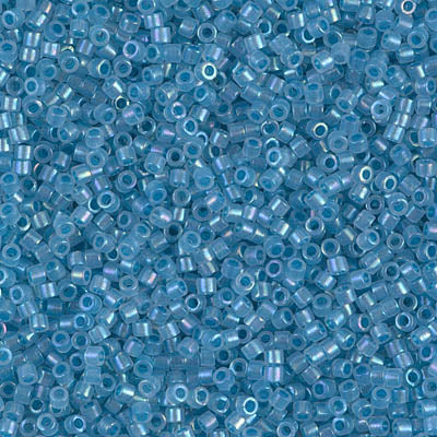DB1761- 11/0 Shimmering Sky Blue Lined Opal AB Miyuki Delica Beads (50 Gm, 250 Gm)