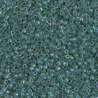 DB1768- 11/0 Forest Green Lined Opal AB Miyuki Delica Beads (10 Gm, 50 Gm, 250 Gm)
