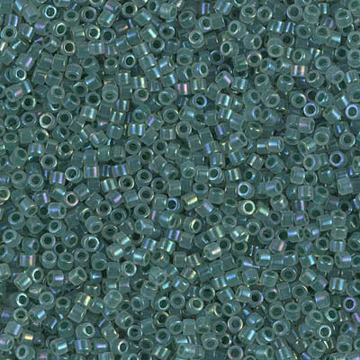 DB1768- 11/0 Forest Green Lined Opal AB Miyuki Delica Beads (10 Gm, 50 Gm, 250 Gm)