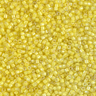 DB1776- 11/0 White Lined Yellow AB Miyuki Delica Beads (50 Gm, 250 Gm)