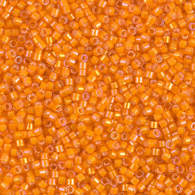 DB1777- 11/0 White Lined Orange AB Miyuki Delica Beads (50 Gm, 250 Gm)