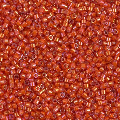 DB1780- 11/0 White Lined Flame Red AB Miyuki Delica Beads (50 Gm, 250 Gm)