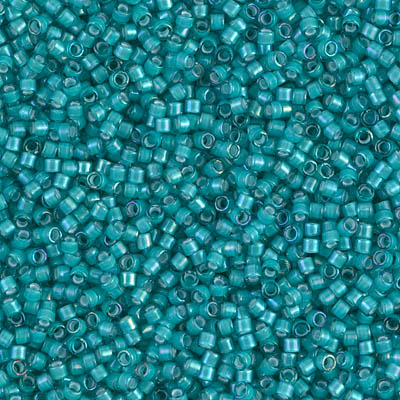 DB1782- 11/0 White Lined Teal AB Miyuki Delica Beads (50 Gm, 250 Gm)
