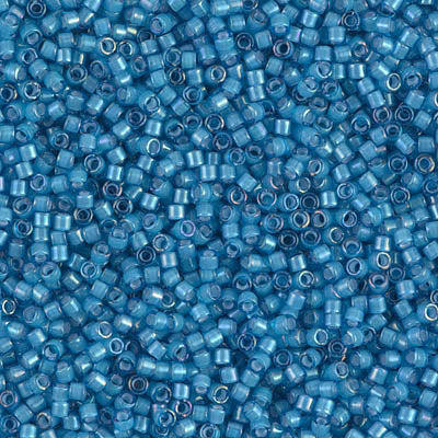 DB1783- 11/0 White Lined Capri Blue AB Miyuki Delica Beads (50 Gm, 250 Gm)