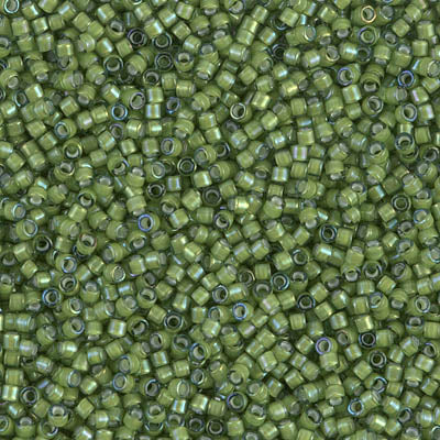 DB1786- 11/0 White Lined Light Green AB Miyuki Delica Beads (50 Gm, 250 Gm)