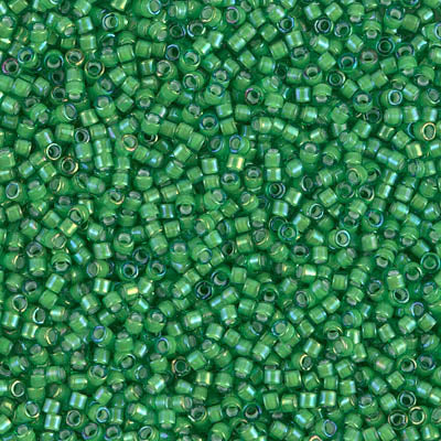 DB1787- 11/0 White Lined Green AB Miyuki Delica Beads (50 Gm, 250 Gm)