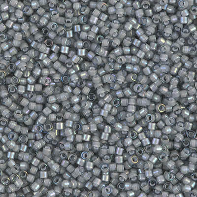 DB1793- 11/0 White Lined Gray AB Miyuki Delica Beads (50 Gm, 250 Gm)