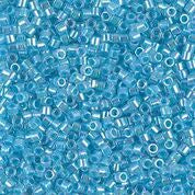 DB057- 11/0 Aqua Lined Crystal AB Miyuki Delica Beads (50 Gm, 250 Gm)