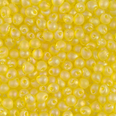 3.4mm Matte Transparent Yellow AB Miyuki Drop Beads (125 Gm) #DP-136FR