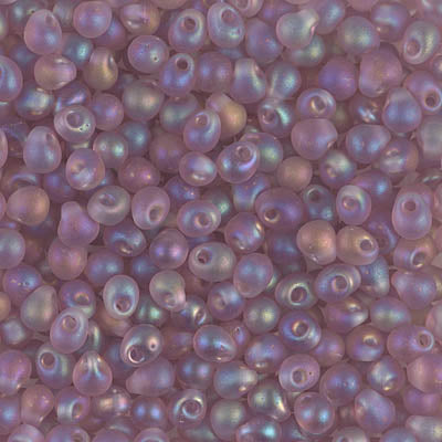 3.4mm Matte Transparent Smoky Amethyst AB Miyuki Drop Beads (125 Gm) #DP-142FR