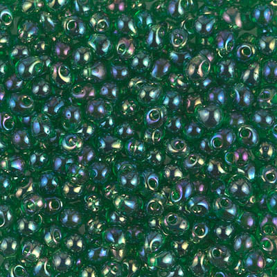 3.4mm Transparent Green AB Miyuki Drop Beads (125 Gm) #DP-179