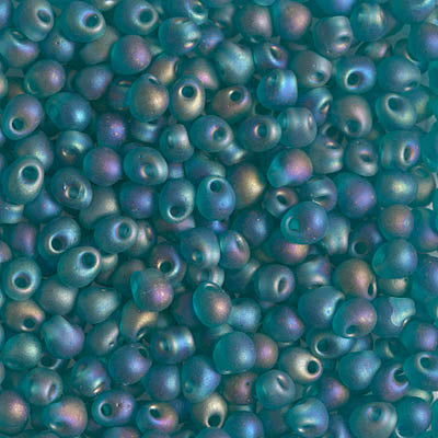 3.4mm Matte Transparent Teal AB Miyuki Drop Beads (125 Gm) #DP-2405FR