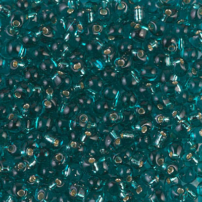 3.4mm Silver Lined Teal Miyuki Drop Beads (125 Gm) #DP-2425