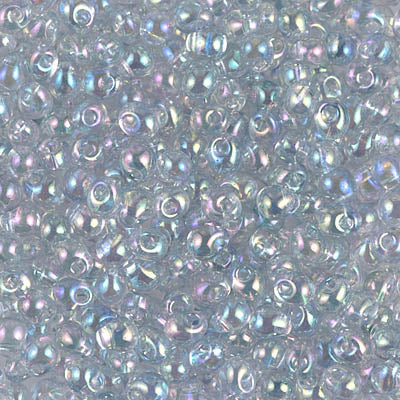 3.4mm Transparent Light Marine Blue Gold Luster Miyuki Drop Beads (125 Gm) #DP-2443
