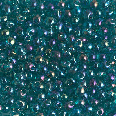 3.4mm Transparent Teal AB Miyuki Drop Beads (125 Gm) #DP-2458