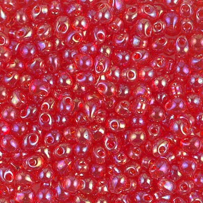 3.4mm Transparent Red AB Miyuki Drop Beads (125 Gm) #DP-254