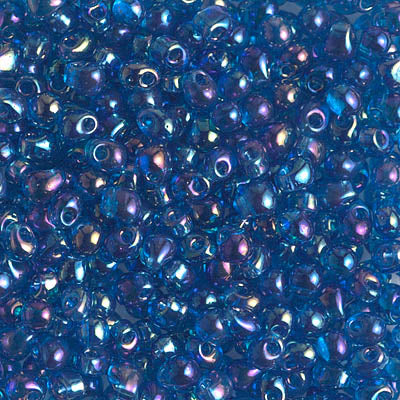 3.4mm Transparent Capri Blue AB Miyuki Drop Beads (125 Gm) #DP-291