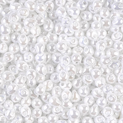 3.4mm White Pearl Ceylon Miyuki Drop Beads (125 Gm) #DP-420