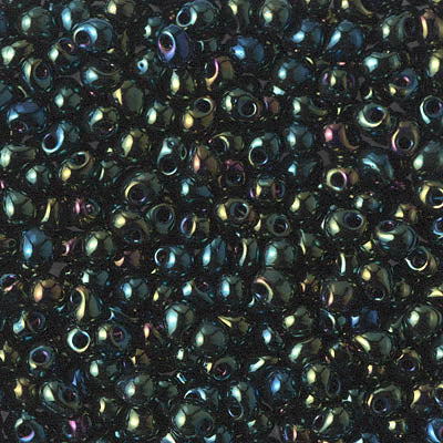 3.4mm Metallic Forest Green Iris Miyuki Drop Beads (125 Gm) #DP-453