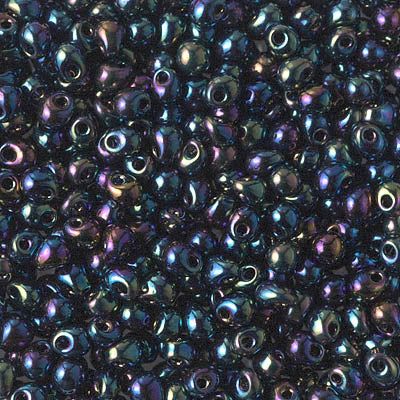 3.4mm Metallic Variegated Blue Iris Miyuki Drop Beads (125 Gm) #DP-455