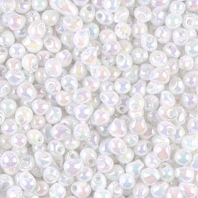 3.4mm White Pearl AB Miyuki Drop Beads (125 Gm) #DP-471