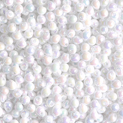 2.8mm White Pearl AB Miyuki Drop Beads (125 Gm) #DP28-471