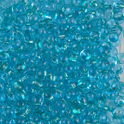 3.4mm Sparkling Aqua Green Lined Aqua Miyuki Drop Beads (125 Gm) #DPF-46