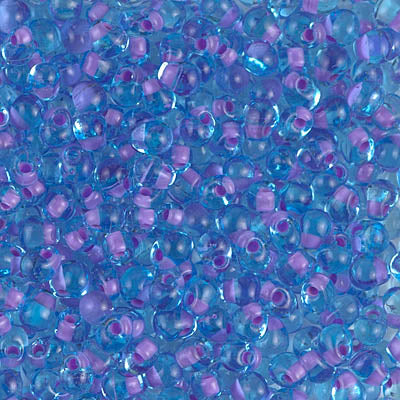 3.4mm Lavender Lined Aqua Miyuki Drop Beads (125 Gm) #DPF-47