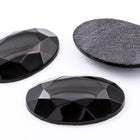 18mm x 25mm Jet Rose Cut Oval Flat Back #FGB025