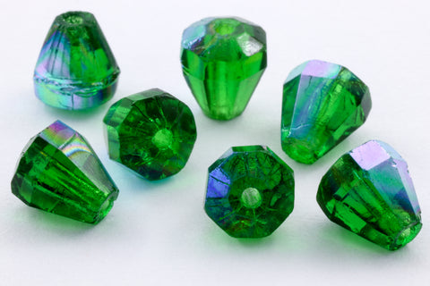 6.5mm x 6mm Emerald AB Faceted Pear Bead #GCE006