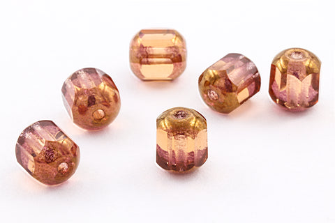 6mm Rose/Gold Luster Hexagon Cathedral Bead #GCN101