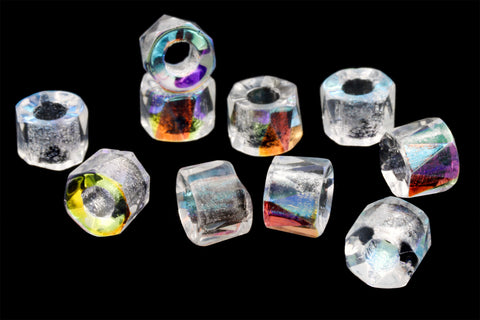 6mm Crystal AB Fire Polished Crow Bead #GCO009