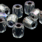 7mm Silver Lined Crystal AB Fire Polished Tube Bead (4 Pcs) #GCX004