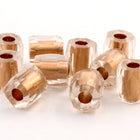 7mm Matte Copper Lined Crystal Fire Polished Tube Bead (4 Pcs) #GCX007