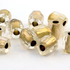 7mm Matte Gold Lined Crystal AB Fire Polished Tube Bead (4 Pcs) #GCX009