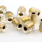 7mm Matte Gold Lined Crystal AB Fire Polished Tube Bead (4 Pcs) #GCX009
