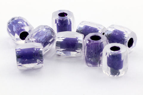 7mm Purple Lined Crystal Fire Polished Tube Bead (4 Pcs) #GCX015