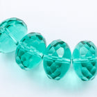11mm x 17mm Teal Coated Oblate "Gem-Cut" Fire Polished Bead #GCY013