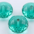 11mm x 17mm Teal Coated Oblate "Gem-Cut" Fire Polished Bead #GCY013