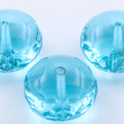 11mm x 17mm Light Aqua Coated Oblate "Gem-Cut" Fire Polished Bead #GCY014